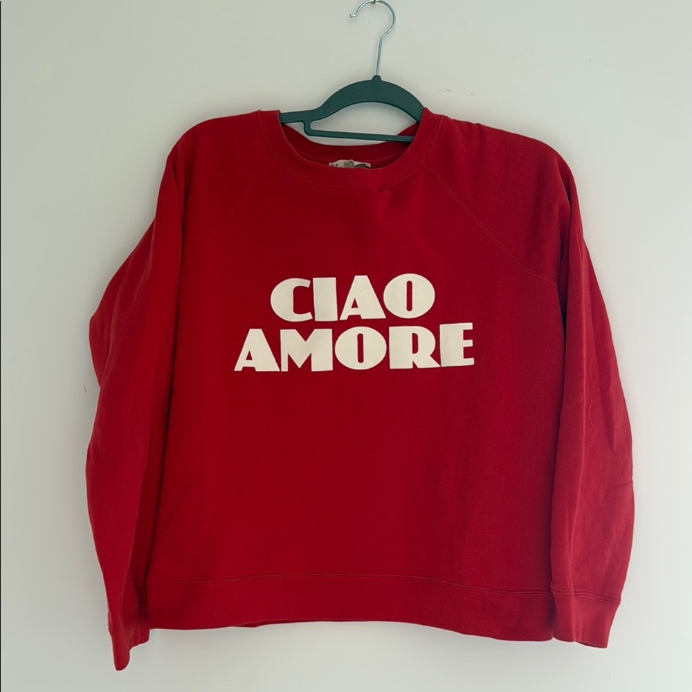 Sézane Red Sweatshirt with 'Ciao Amore' Print